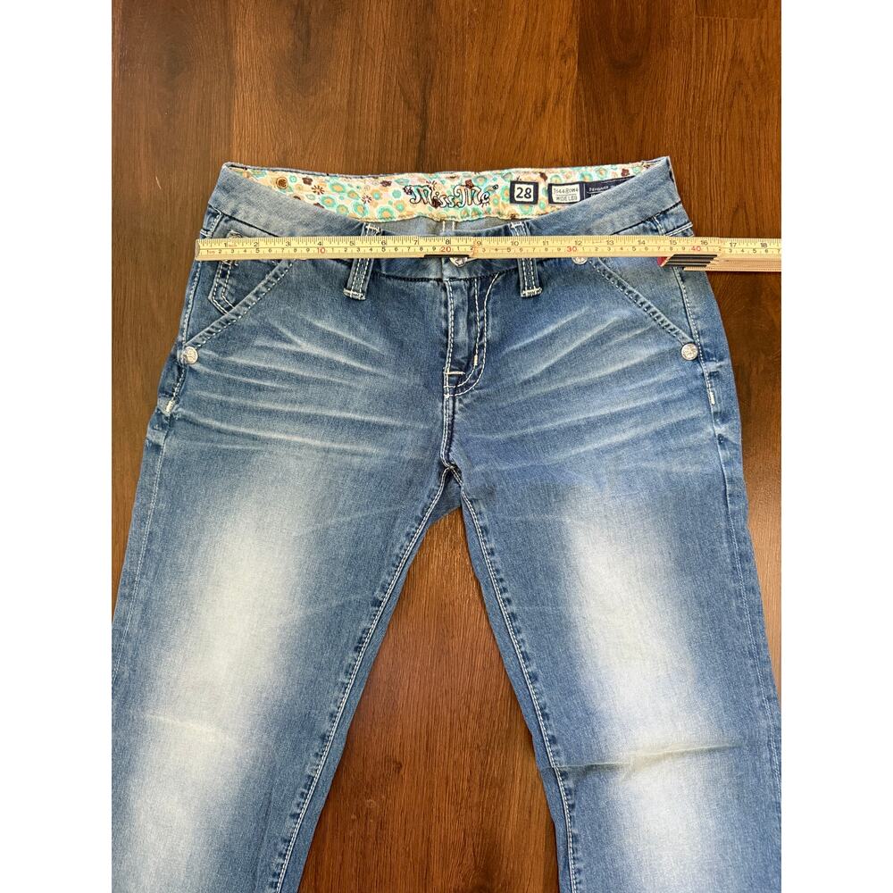 Miss Me Y2K Wide Leg Jeans Low Rise Embellished Rhinestone Flap Pockets Sz 28 - Picture 5 of 8